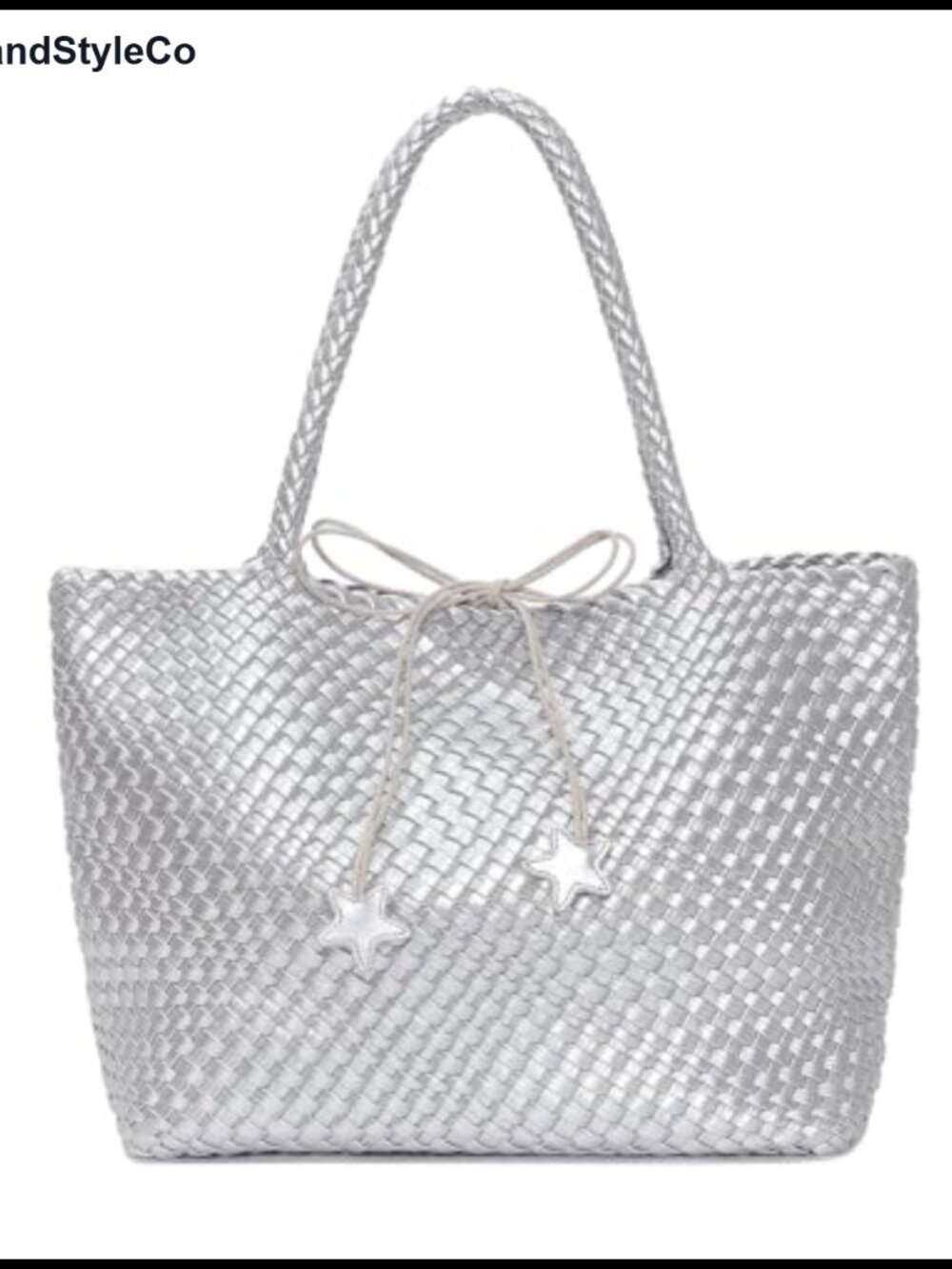Faux Leather Woven Tote Handbag Set with Pouch Large Handwoven Shoulder Purse